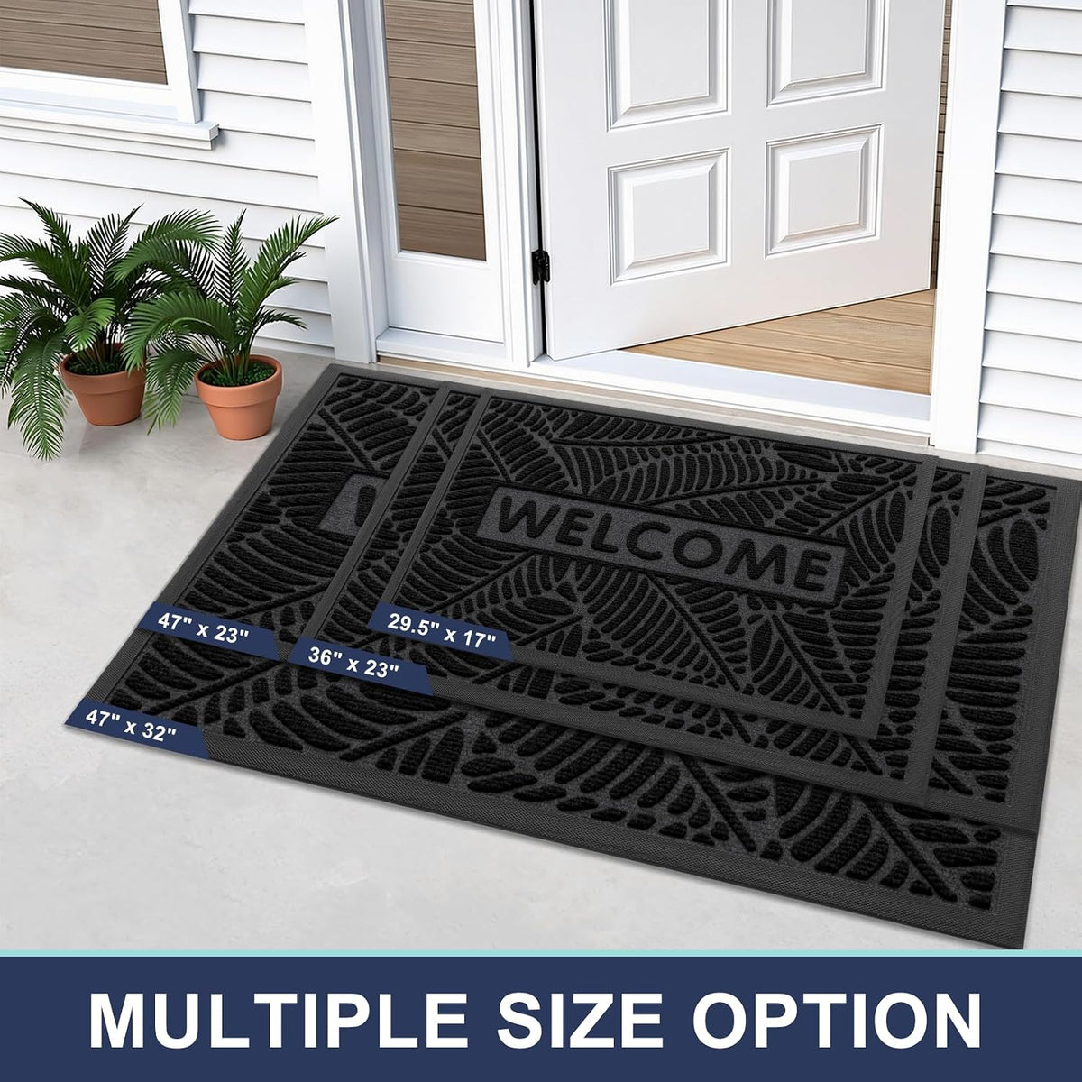 Smiry Welcome Front Door Mat for Outdoor Indoor 29.5x17, All-Season Doormat
