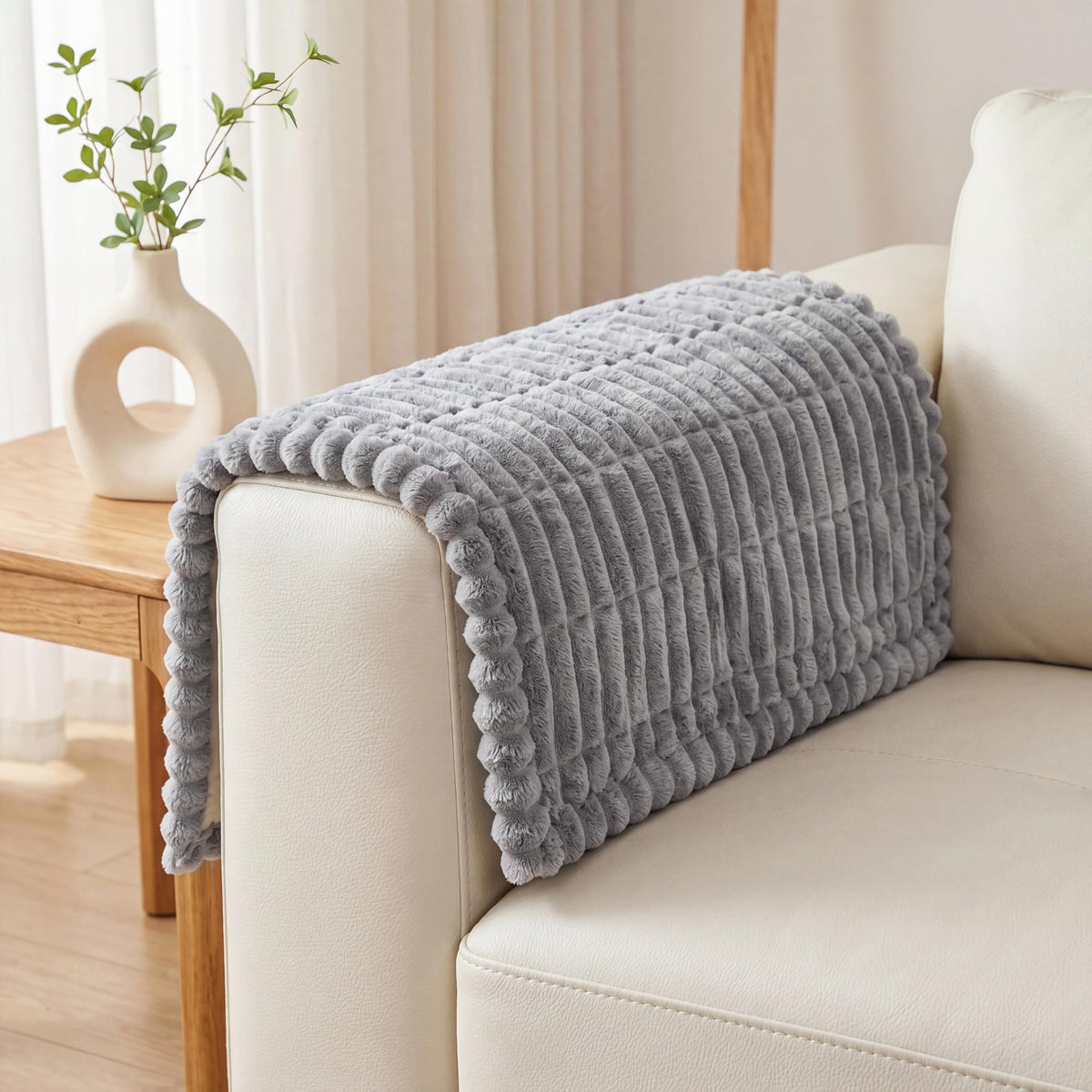 Fixwal Waterproof Flannel Dog Couch Cover, 27.6" x 59", Light Gray
