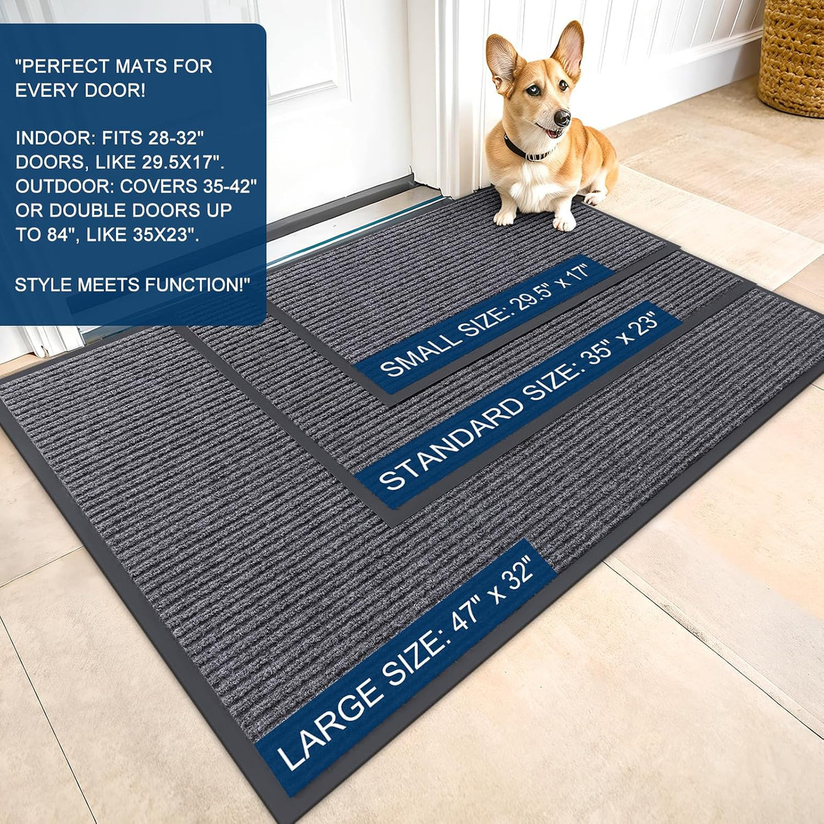 OLANLY 2-Pack Front Door Mats 29.5x17, Waterproof Heavy-Duty Doormats