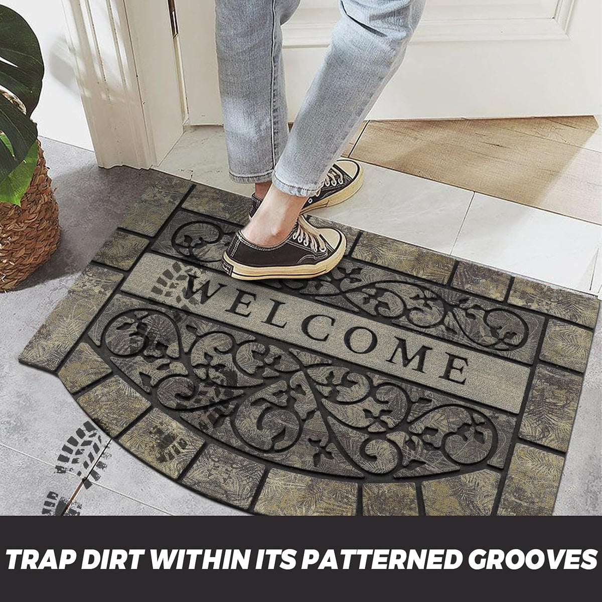 Thick Welcome Mats Outdoor, 24 * 36" Large Front Door Mat Entrance, Durable Welcome Mat for Front Door, Heavy Duty No Slip Rubber Outdoor Mats for Home Entrance