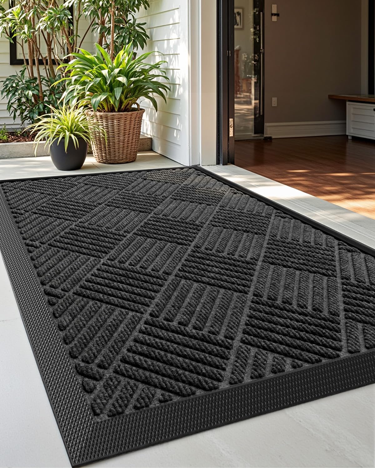 DEXI Front Door Mat Outside Entrance 24x36 Welcome Rubber Entry Doormat