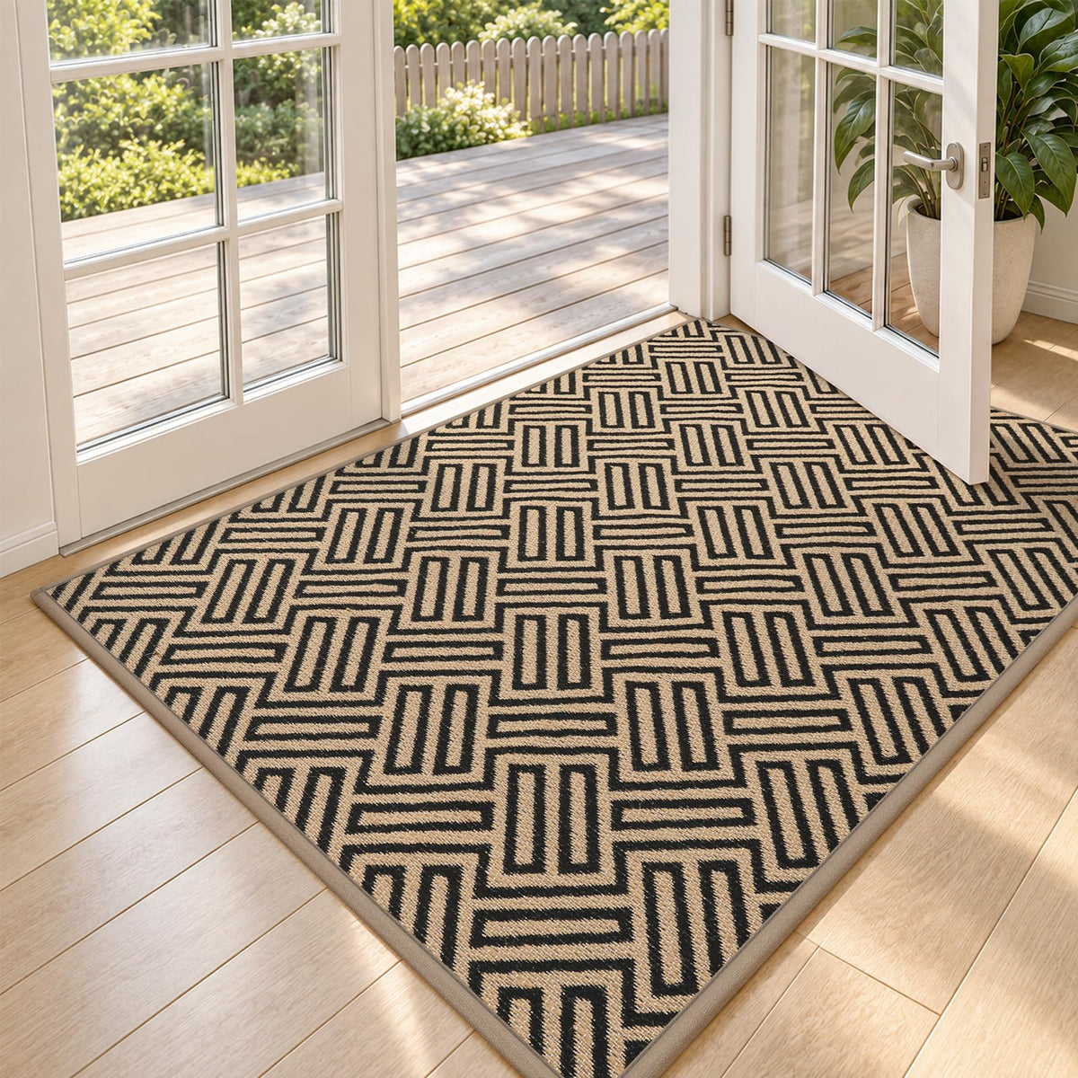 Front Door Mat Indoor Outside Entrance Non-Slip Mats Brown 17"x30"