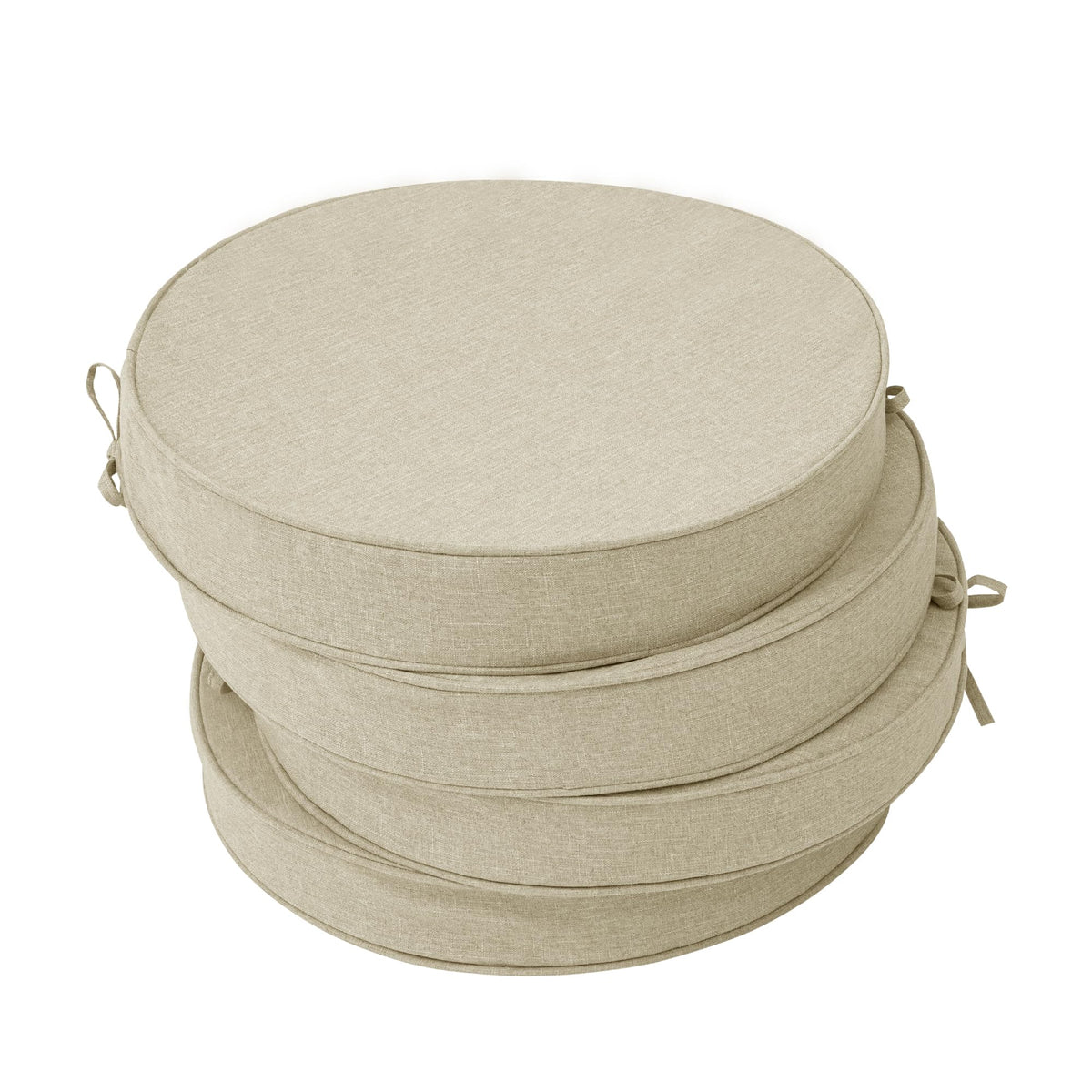 Outdoor Chair Cushions, Fade-Resistant & Water-Resistant, D Shaped Patio Furniture Seat Chair Pads Replacement with Ties, Non-Slip Bottom, Removable Cover, Set of 2, 17 x 16 Inch, Natural