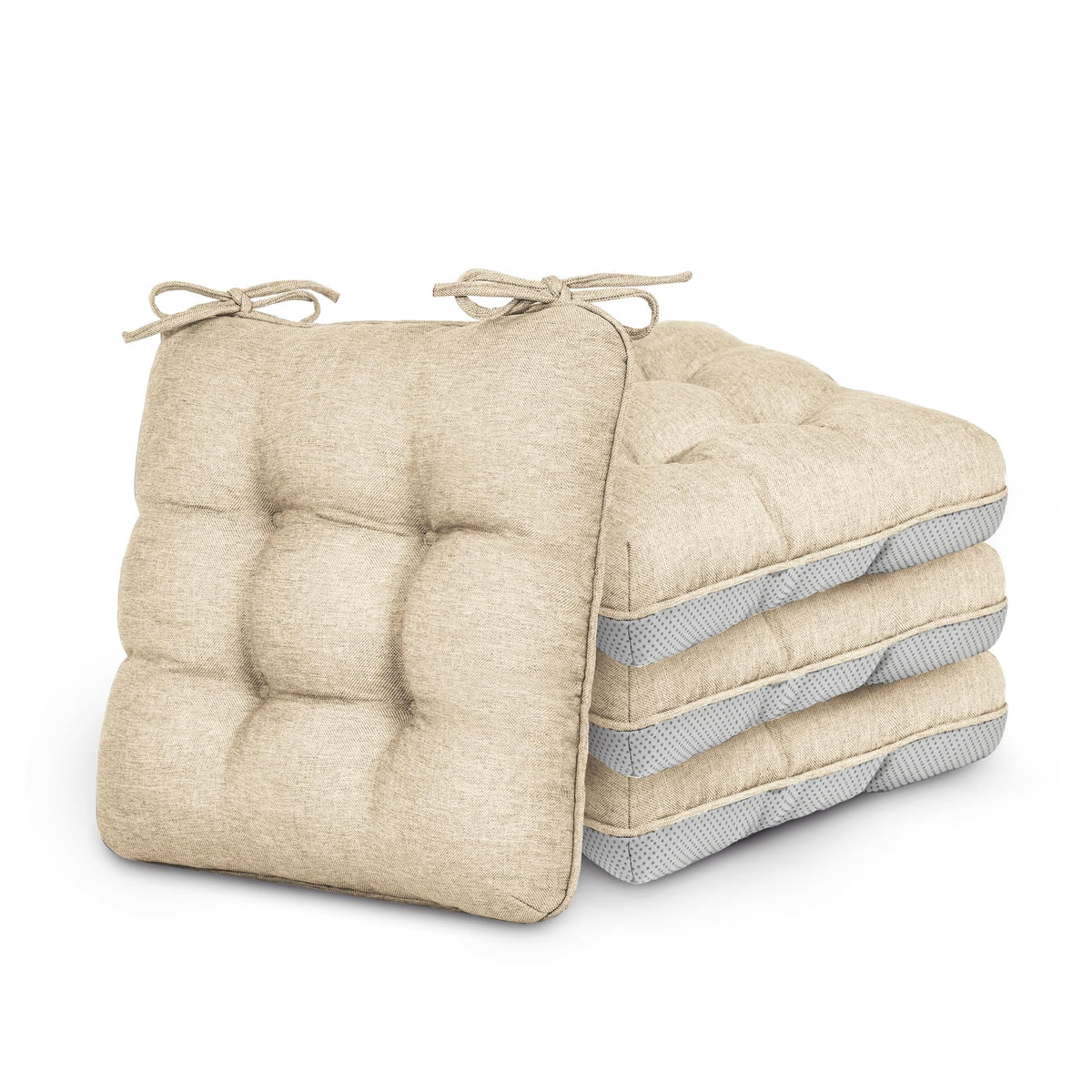 Love's cabin Memory Foam Chair Cushions Set of 4, 15.5 Inch, Grey