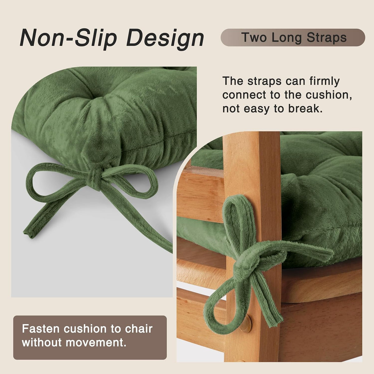 OVOV Kitchen Chair Cushions Set of 6 for Dining Room 15.5"x15.5" Green