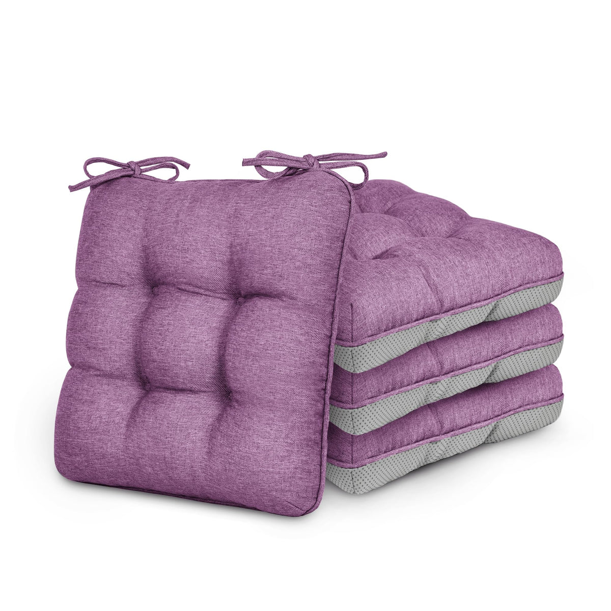 Love's cabin Memory Foam Chair Cushions Set of 4, 15.5 Inch, Grey