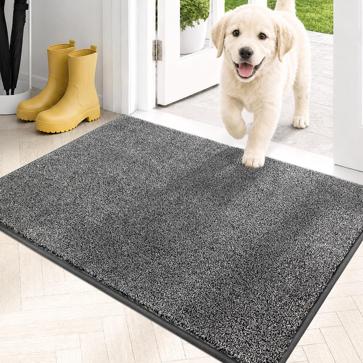 PURRUGS Dirt Trapping Indoor Door Mat, 24" x 35.5", Charcoal