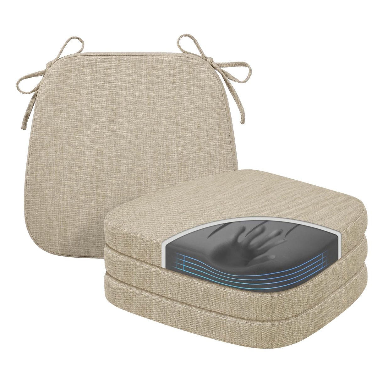 baibu Patented Dual-Layer Memory Foam Chair Cushions, 17 x 16 x 2 in, Black