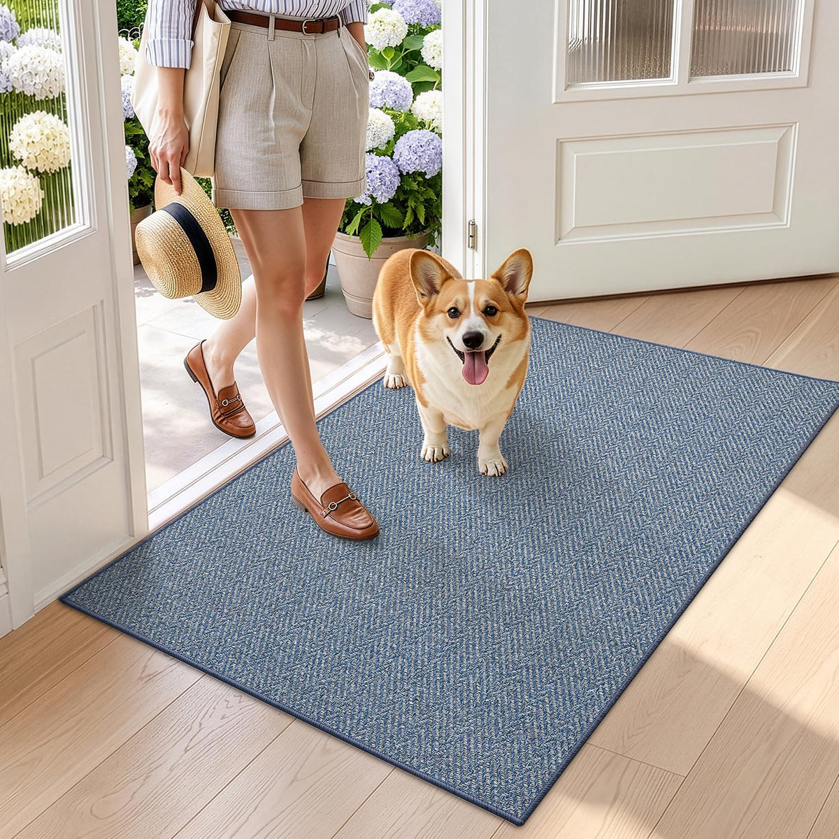 LUMI Ultra Thin Indoor Door Mat 24"x36", Entrance Doormat, Beige