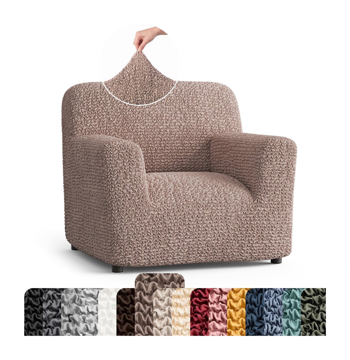 Premium Stretch Couch Covers for Sofa - Sofa Chair Cover Washable, Dogs & Pets Friendly - Elastic Polyester Loveseat Slipcovers - Non-Slip Love Seat Couch Covers - Soft Taupe (86"-120" Wide)