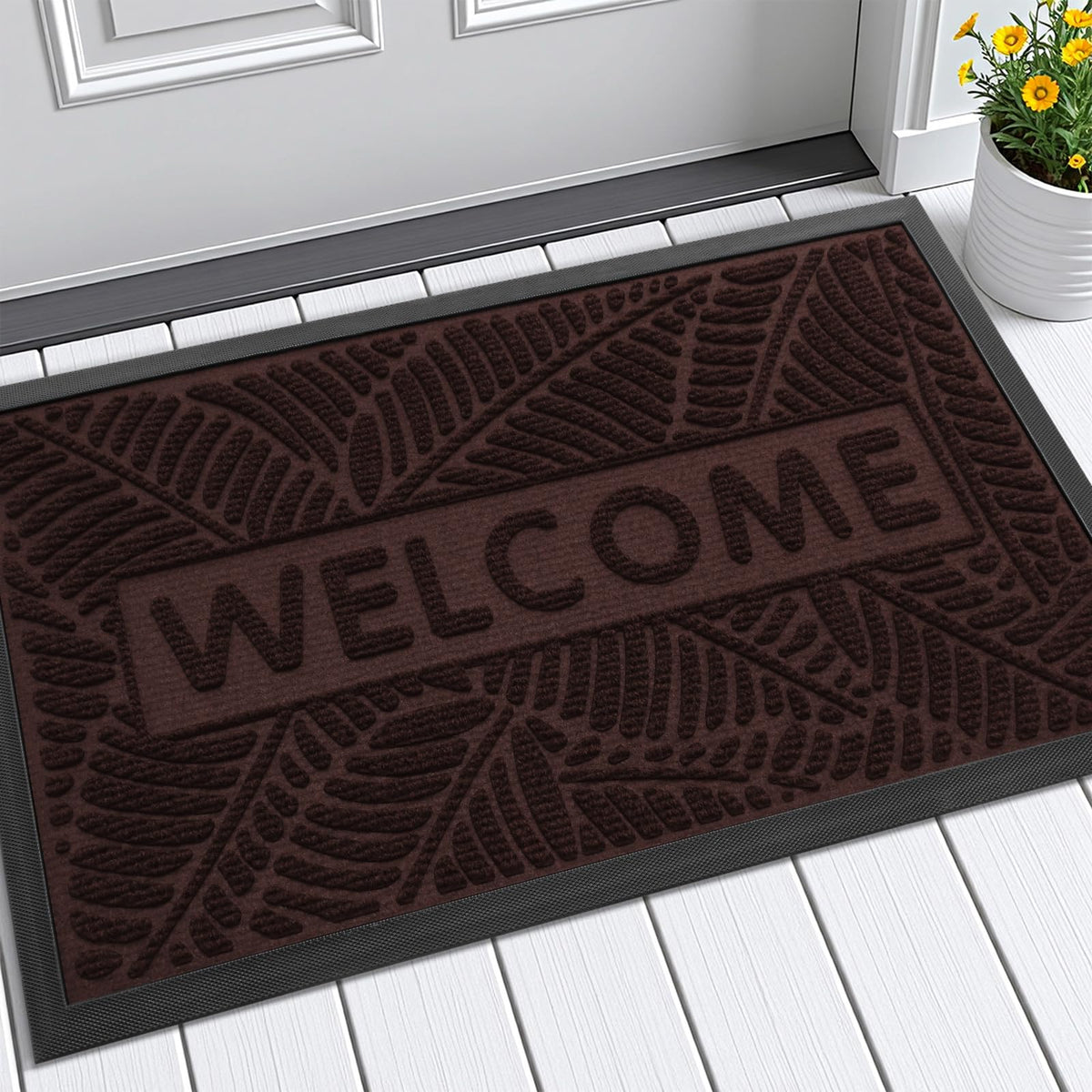 Smiry Welcome Front Door Mat for Outdoor Indoor 29.5x17, All-Season Doormat