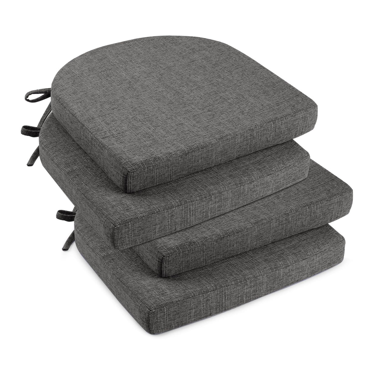 downluxe Indoor Chair Cushions for Dining Chairs, Soft and Comfortable Textured Foam Kitchen Chair Pads with Ties and Non-Slip Backing, 16" x 16" x 2", Red, 4 Pack