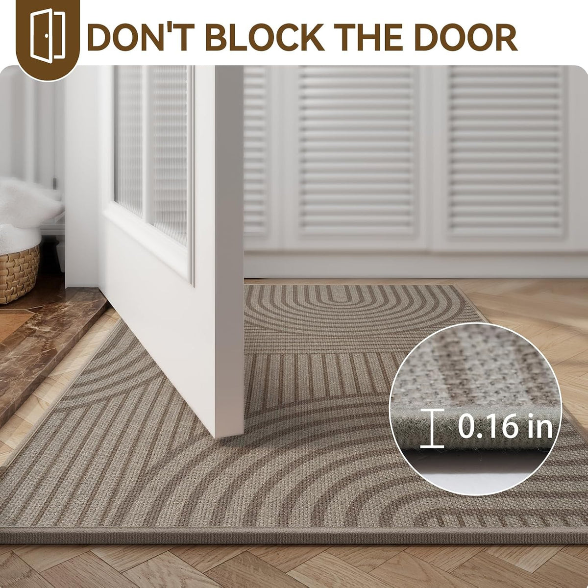 Door Mat Indoor Entrance Front Entry Mats,17''x30'',Brown