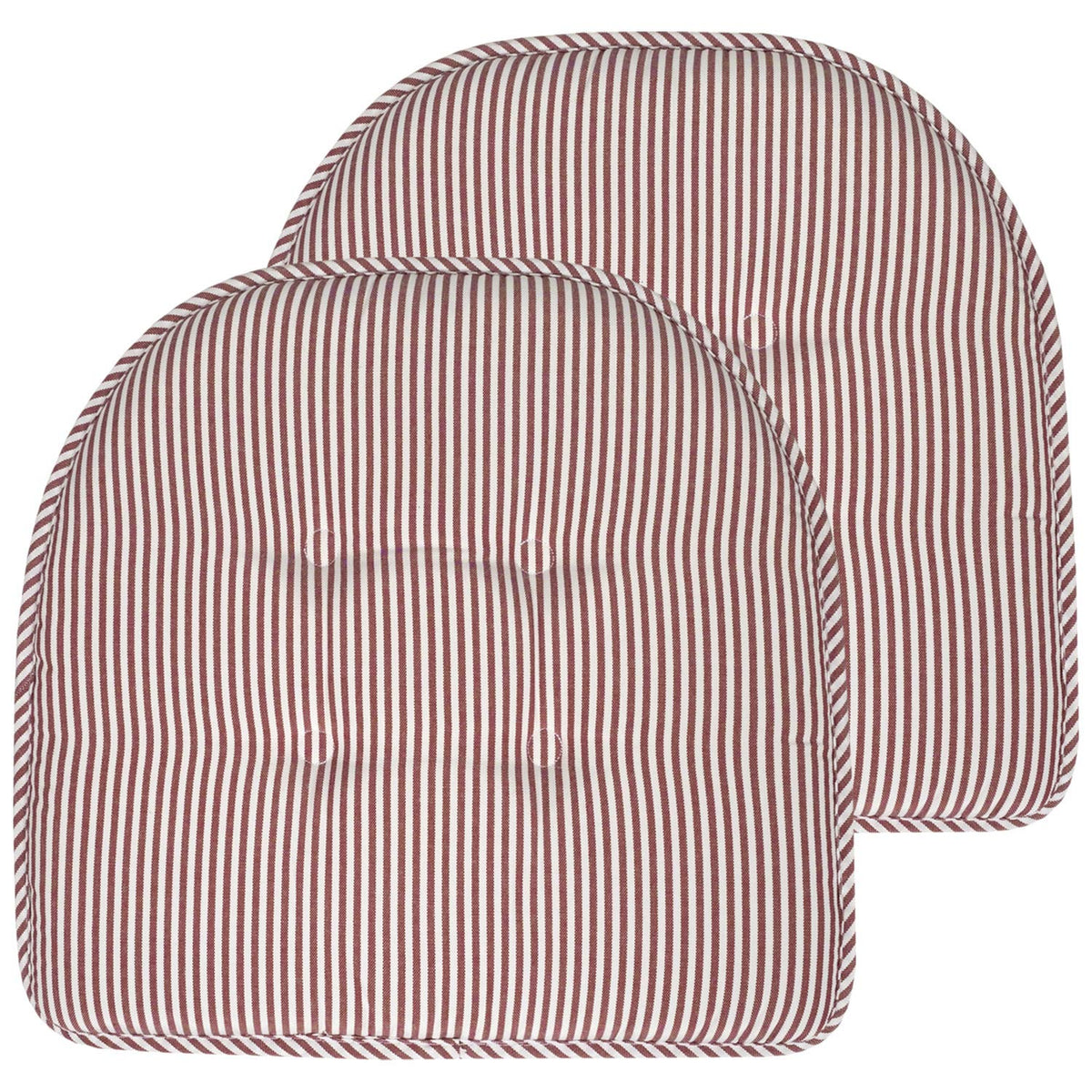 Sweet Home Collection Chair Cushion Memory Foam Pads Tufted Slip Non Skid Rubber Back U-Shaped 17" x 16" Seat Cover, 6 Pack, Checkered Taupe/White