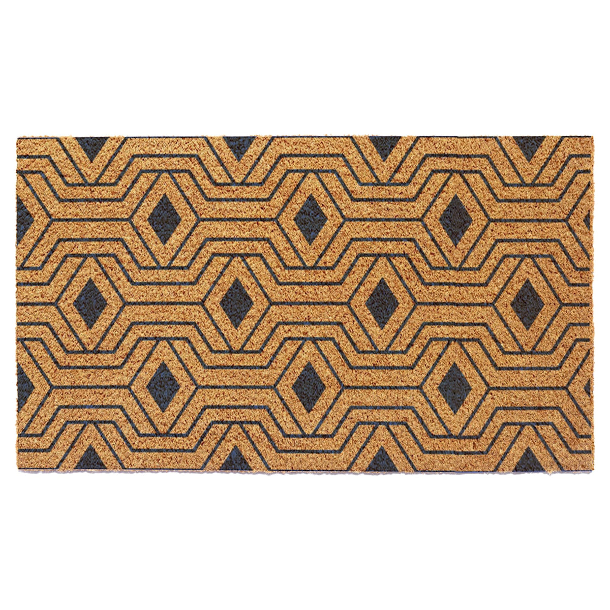Coco Coir Door Mat Plain Welcome Mat with Stripes Beige 30x17