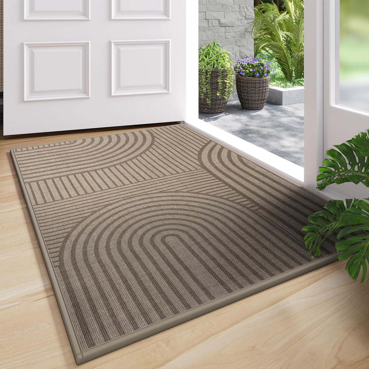Door Mat Indoor Entrance Front Entry Mats,17''x30'',Brown