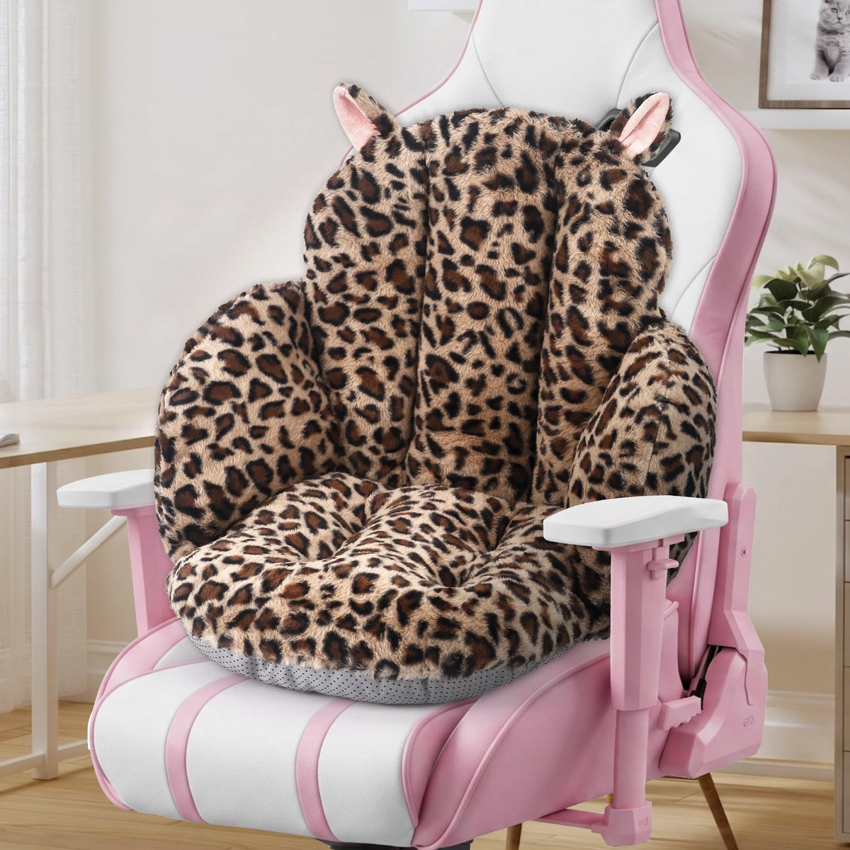 DOBUONO Comfy Office Chair Cushion: 17.5" L x 17.5" W x 18" H Cute Seat Cushion Kawaii Cushion for Gaming Chair with Backrest Non-Slip Floor Seating for Adults and Pets Pink Stuff for Room Decor