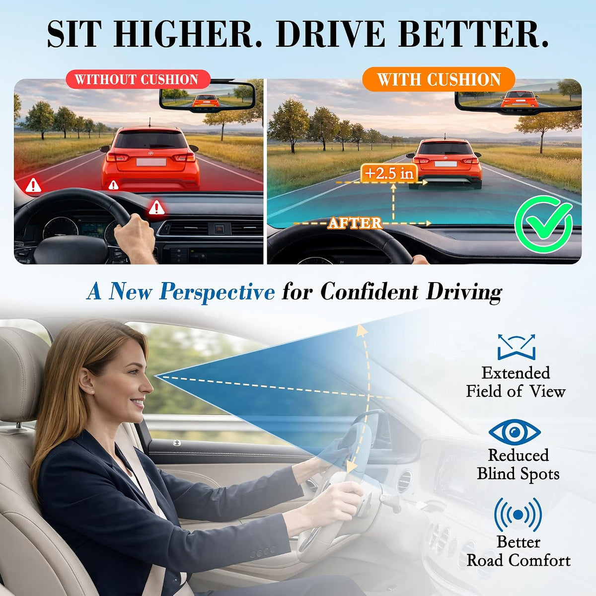 Lofty Aim Car Seat Cushion, Memory Foam Car Seat Cushions for Long Driving