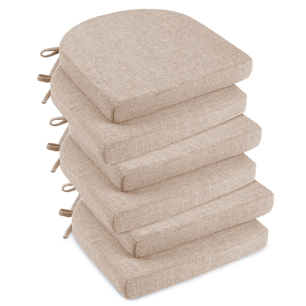 downluxe Indoor Chair Cushions for Dining Chairs, Soft and Comfortable Textured Foam Kitchen Chair Pads with Ties and Non-Slip Backing, 16" x 16" x 2", Red, 4 Pack