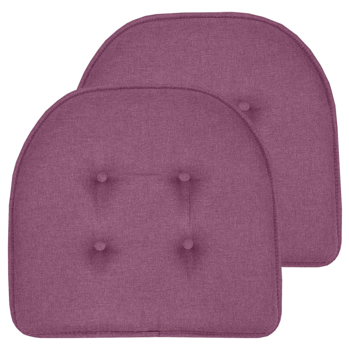 Sweet Home Collection Chair Cushion Memory Foam Pads Tufted Slip Non Skid Rubber Back U-Shaped 17" x 16" Seat Cover, 6 Pack, Checkered Taupe/White