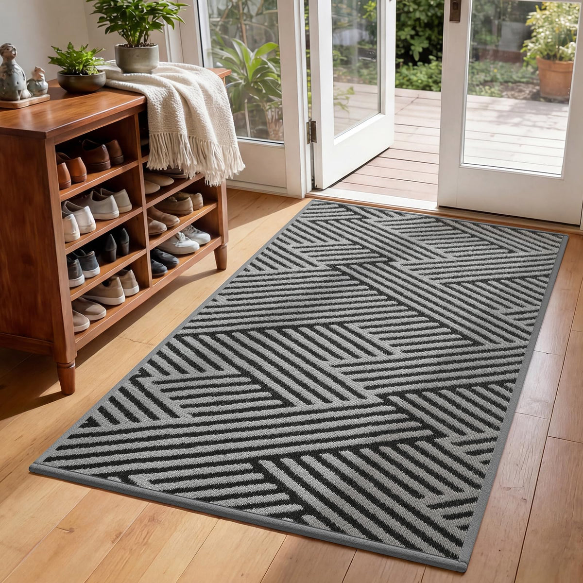 Front Door Mat Indoor Outside Entrance Non-Slip Mats Brown 17"x30"