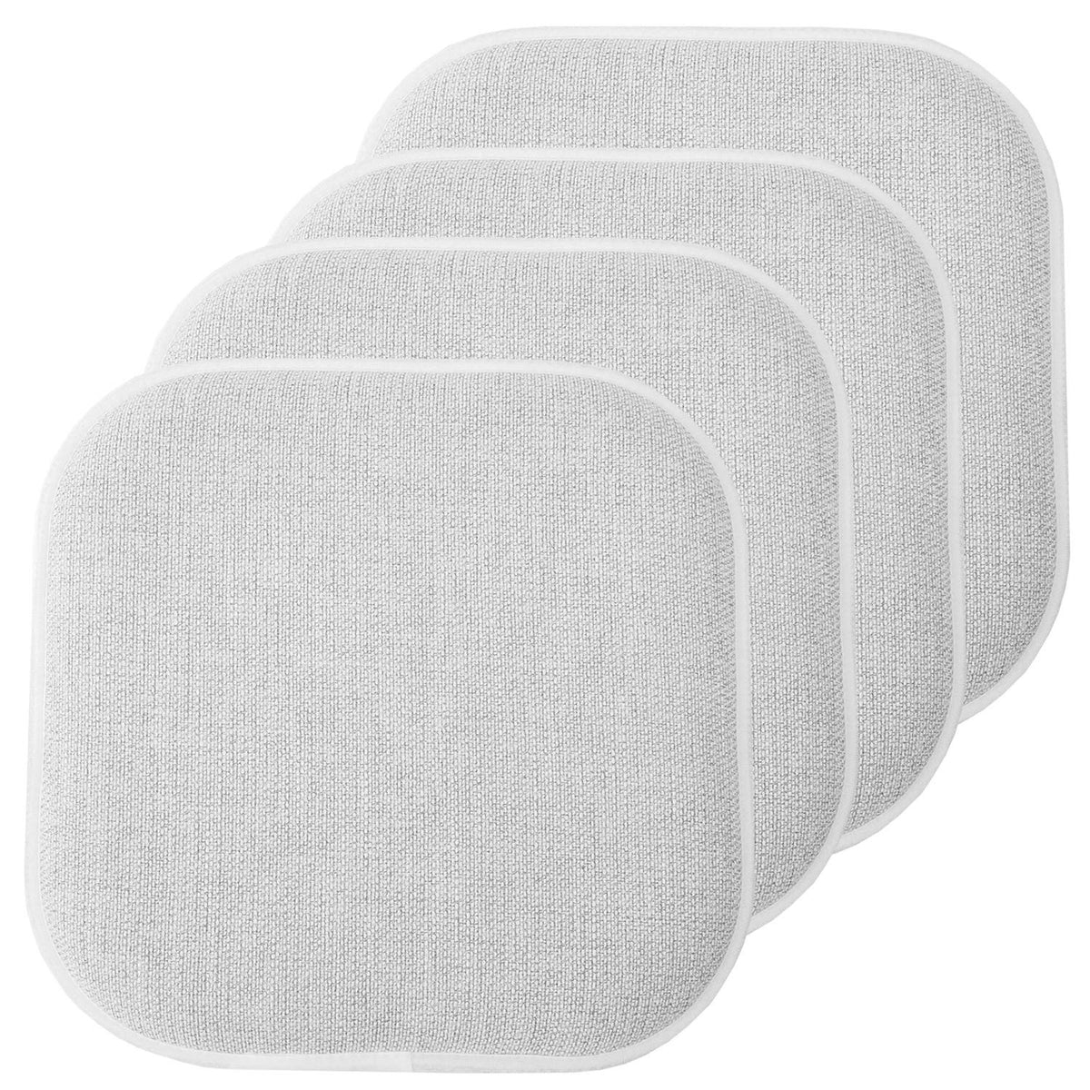 Sweet Home Collection Chair Cushion Memory Foam Pads Honeycomb Pattern Slip Non Skid Rubber Back Rounded Square 16" x 16" Seat Cover, 4 Pack, Alexis Chocolate