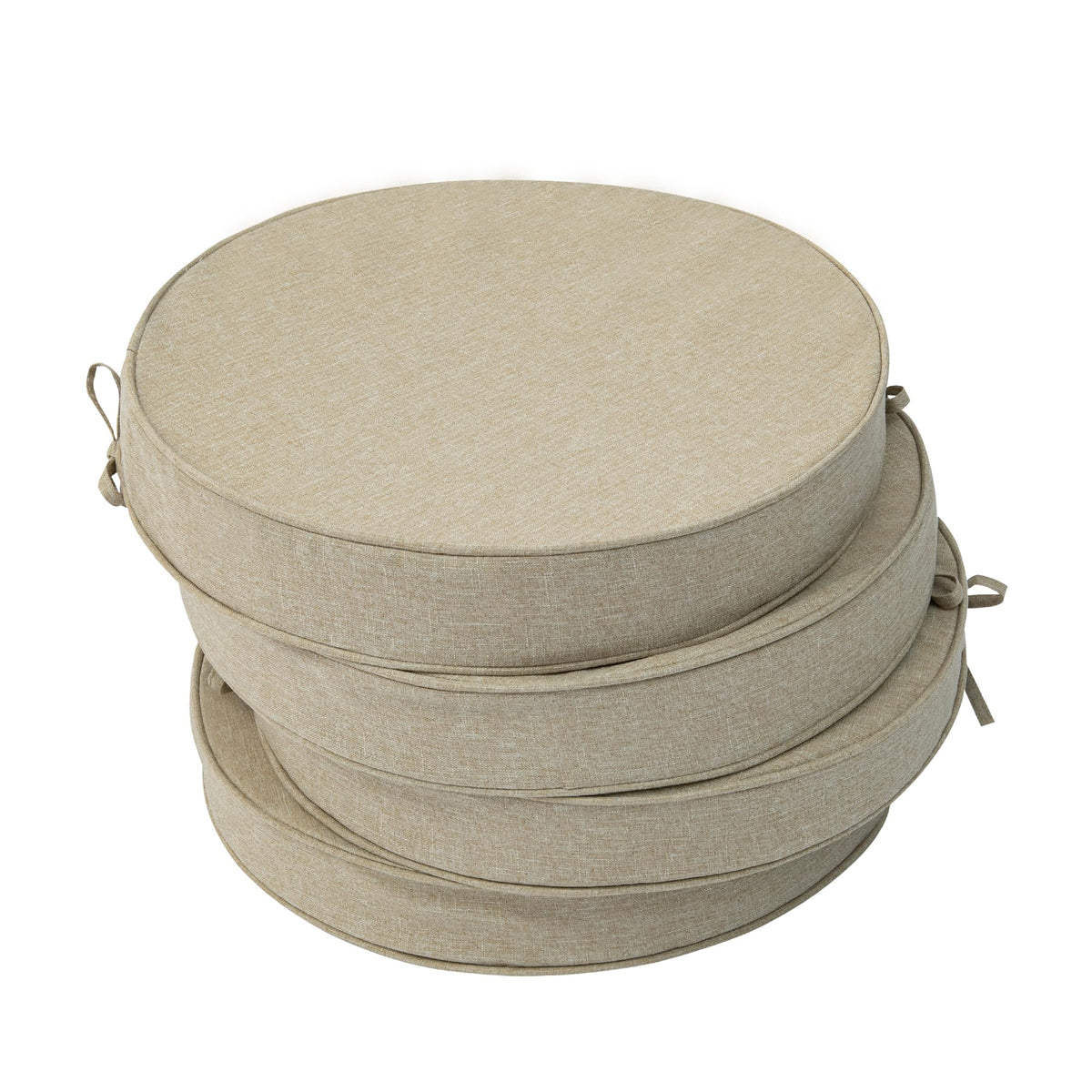 Outdoor Chair Cushions, Fade-Resistant & Water-Resistant, D Shaped Patio Furniture Seat Chair Pads Replacement with Ties, Non-Slip Bottom, Removable Cover, Set of 2, 17 x 16 Inch, Natural