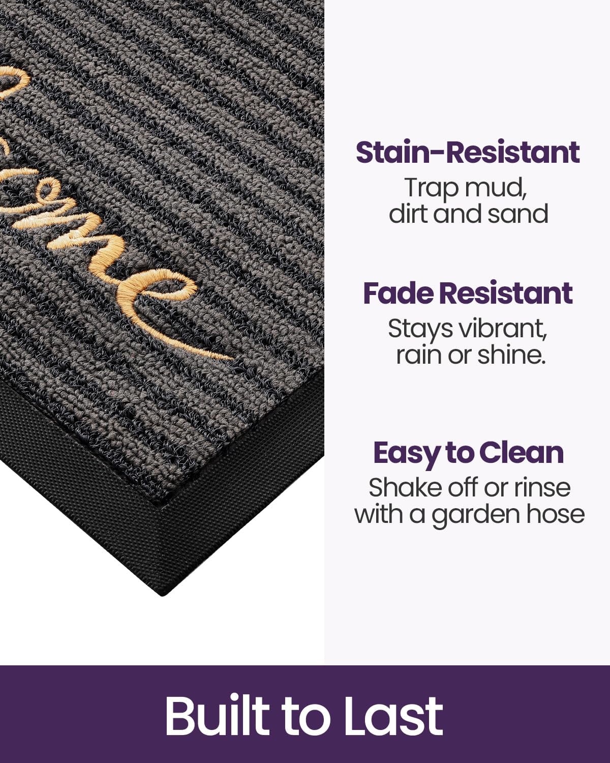 DEXI Front Door Mat Outside Entrance 24x36 Welcome Rubber Entry Doormat