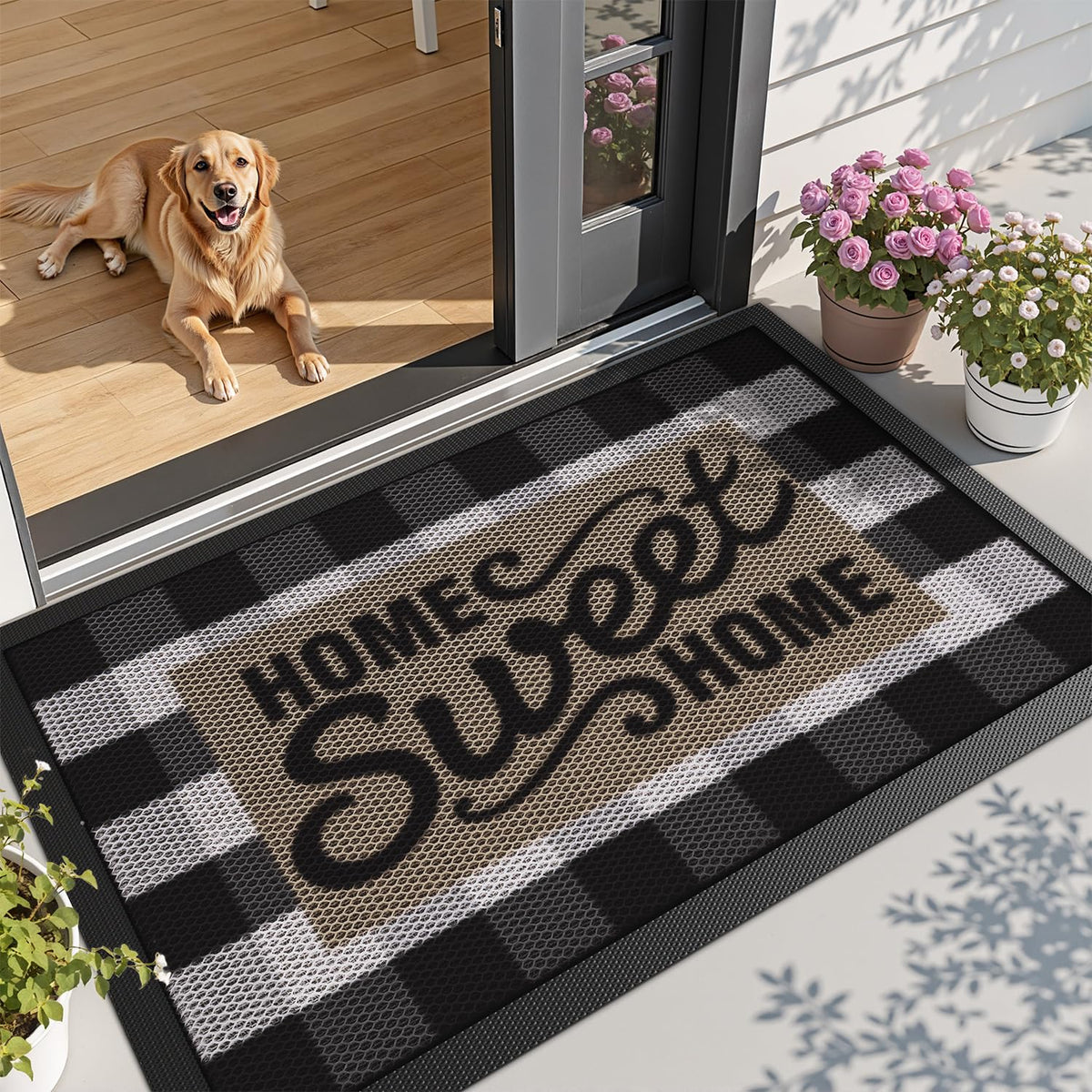 LUMI Outside Welcome Door Mat 24x36, Non-Slip Durable Rubber Easy Clean