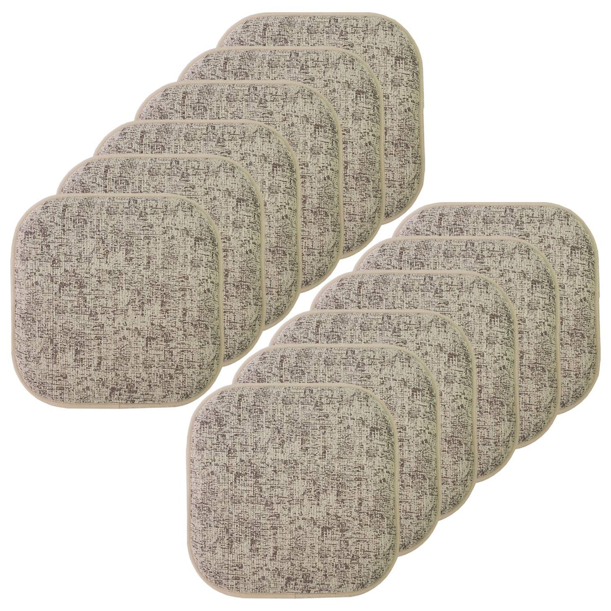 Sweet Home Collection Chair Cushion Memory Foam Pads Honeycomb Pattern Slip Non Skid Rubber Back Rounded Square 16" x 16" Seat Cover, 4 Pack, Alexis Chocolate