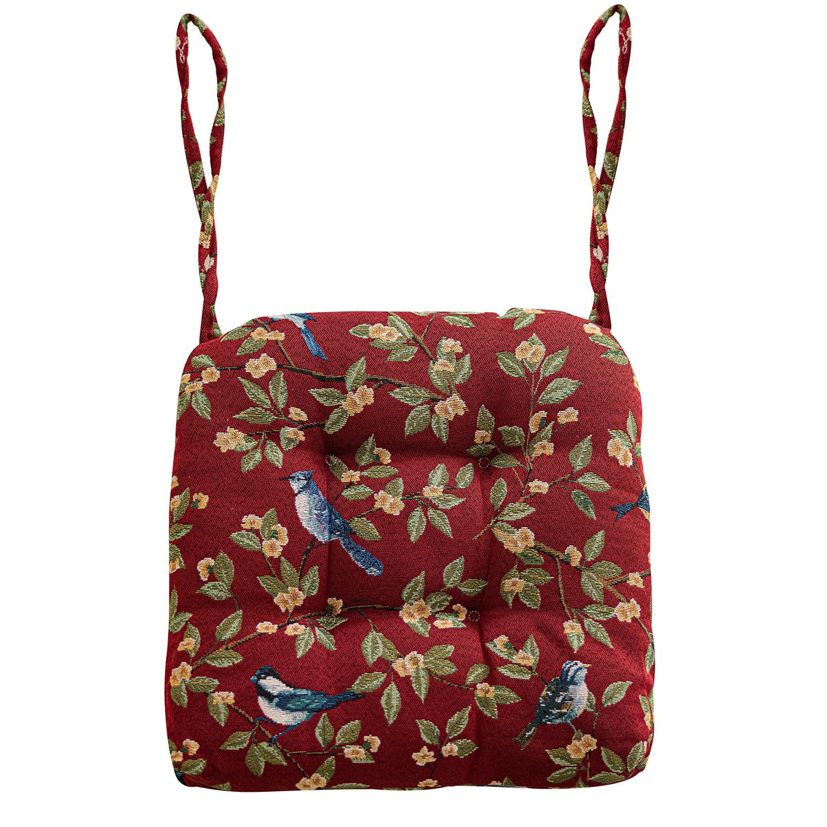 vctops Farmhouse Bird Print Chair Cushions with Ties U-Shaped Soft Comfortable Chair Pads Non Slip Seat Cushions for Indoor Dining Room and Kitchen Chairs (White,16"x16")