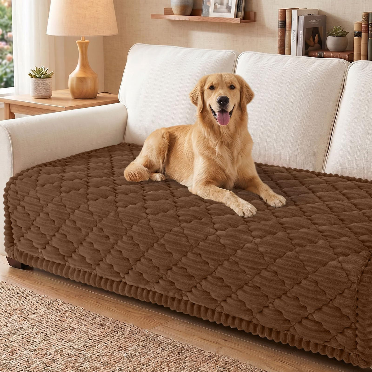 Smiry Couch Cover for Dogs Washable, Non Slip Fuzzy Pet Sofa Protector