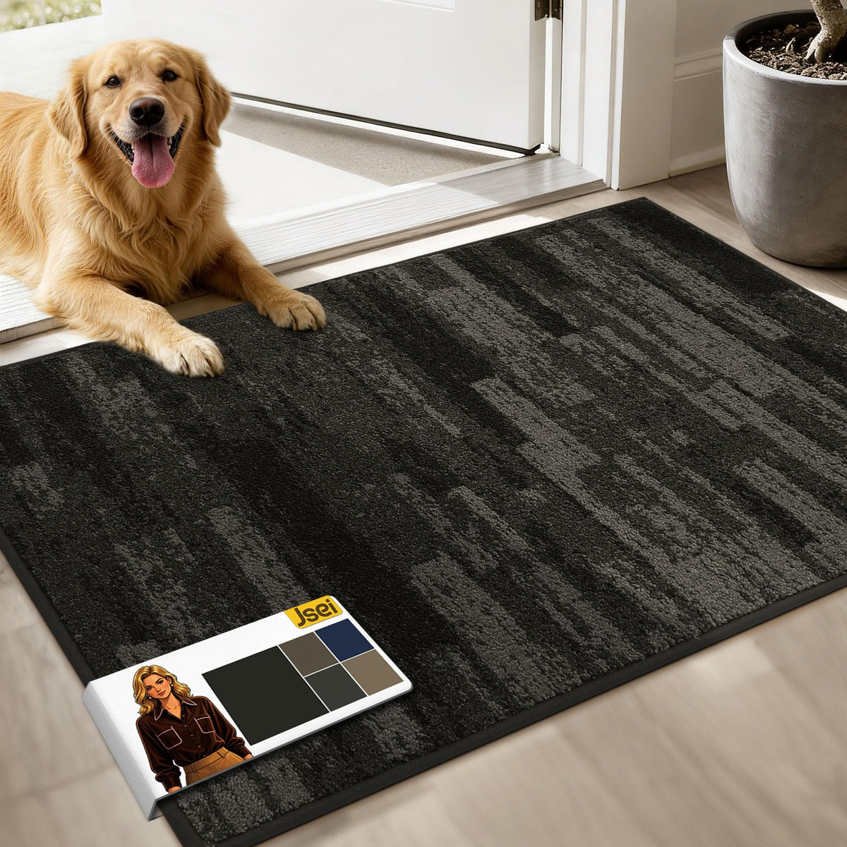 JSEI Dirt Trapper Door Mat 20"x32", Non-Slip Doormat, Blue
