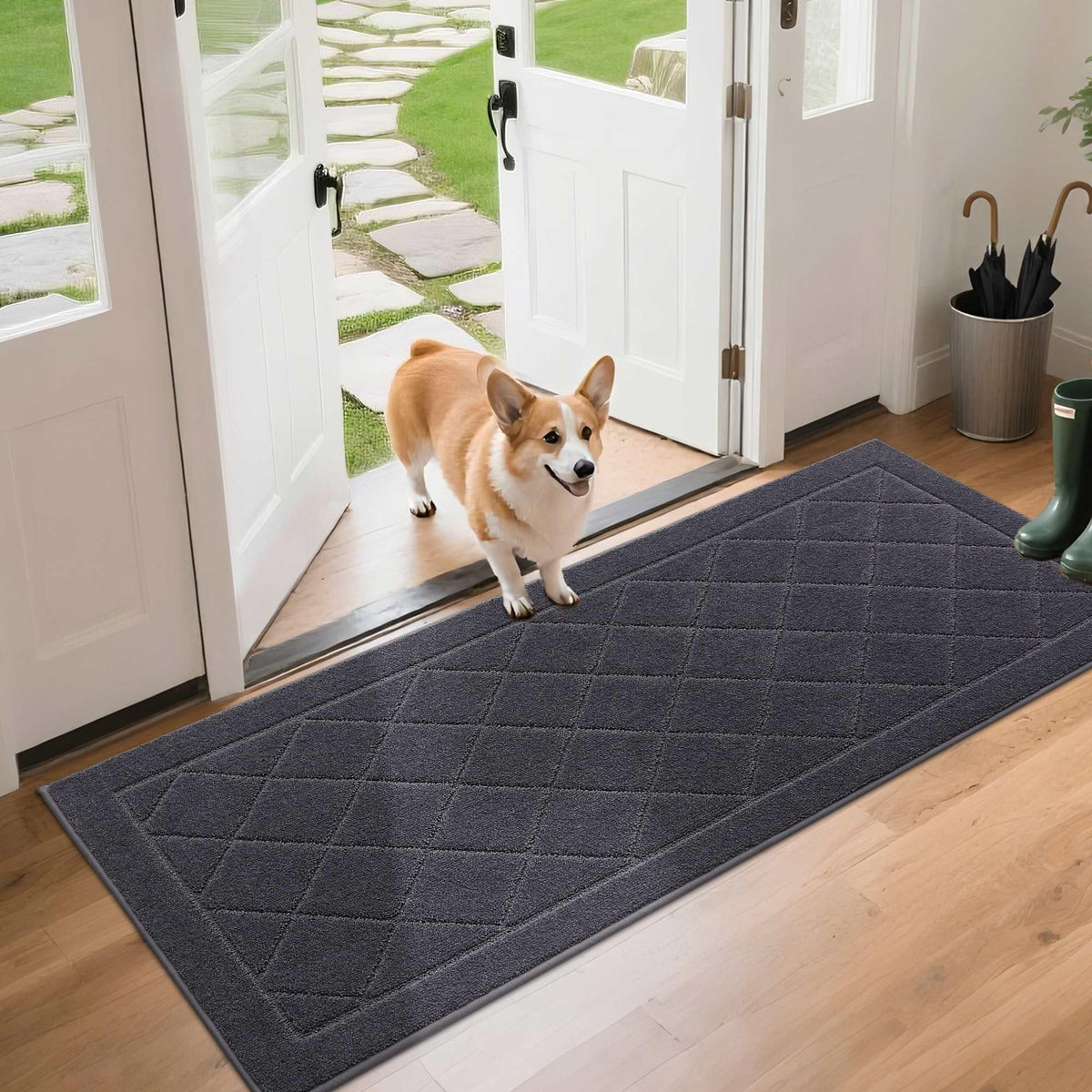 BEQHAUSE Dirt Trapper Door Mat 24" x 36", Doormat Non-Slip, Dark Grey
