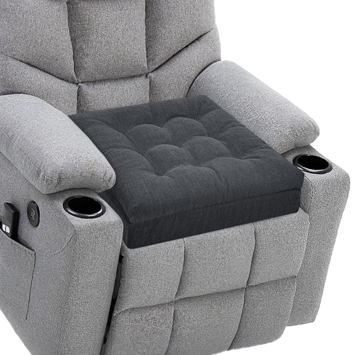 Recliner Cushions for Elderly, 20x20x5 Inch Thick Chair Cushion Patent Design Soft Tufted Dual Layer Booster Seat Cushions for Seniors Recliner Risers Gray 1P