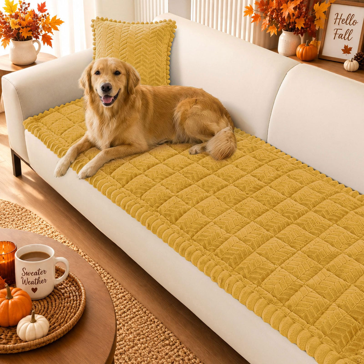 Smiry Couch Cover for Dogs, Non Slip Fuzzy Pet Sofa Covers Washable