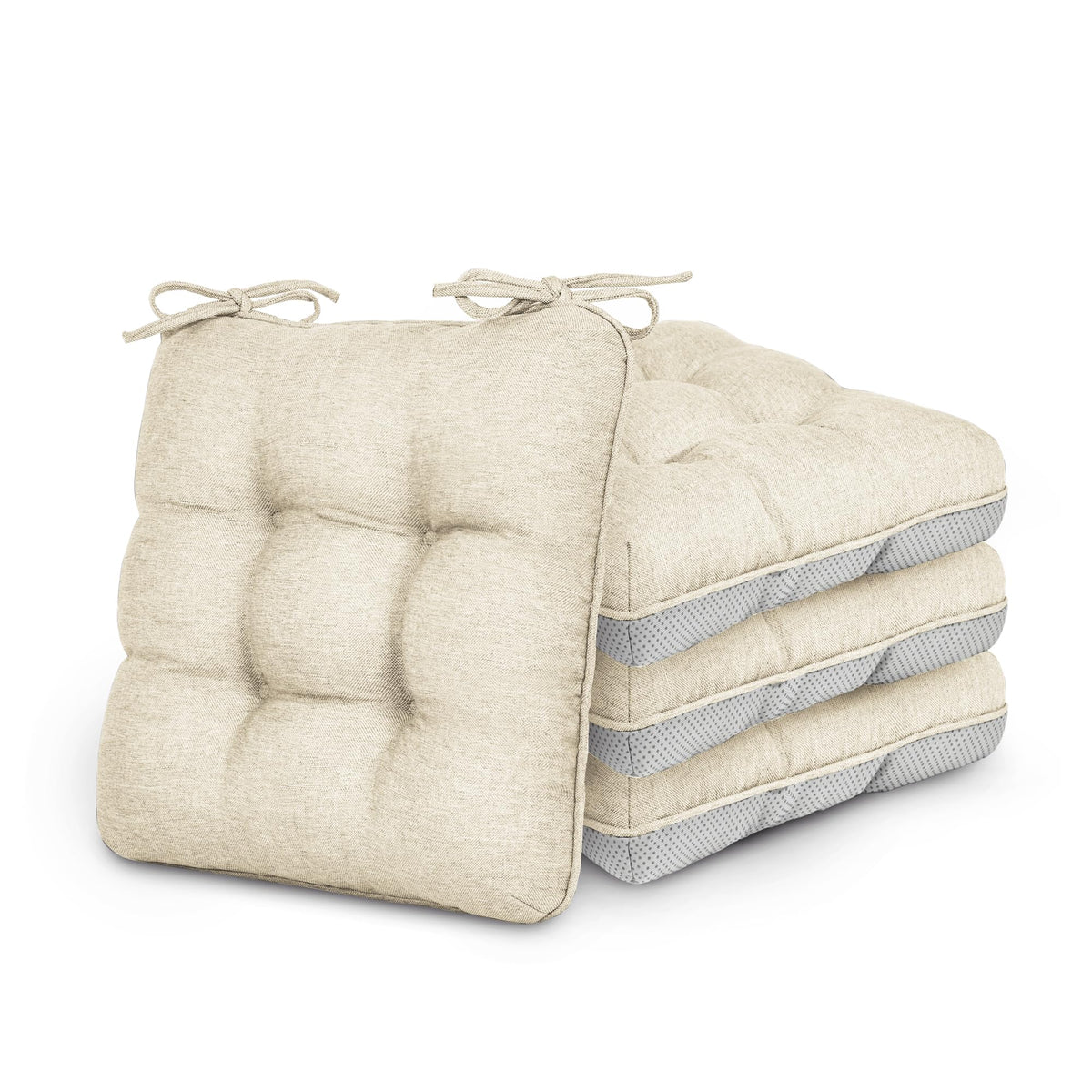 Love's cabin Memory Foam Chair Cushions Set of 4, 15.5 Inch, Grey