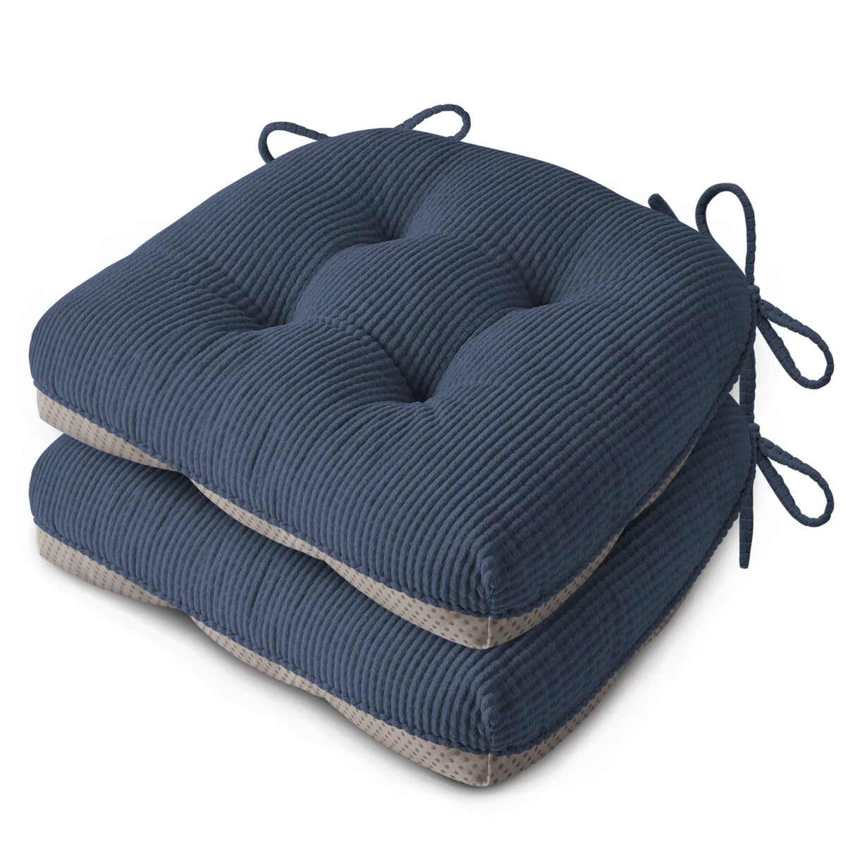 Anti Slip Kitchen Chair Cushions Set of 4 18"X16.5"X3" Beige