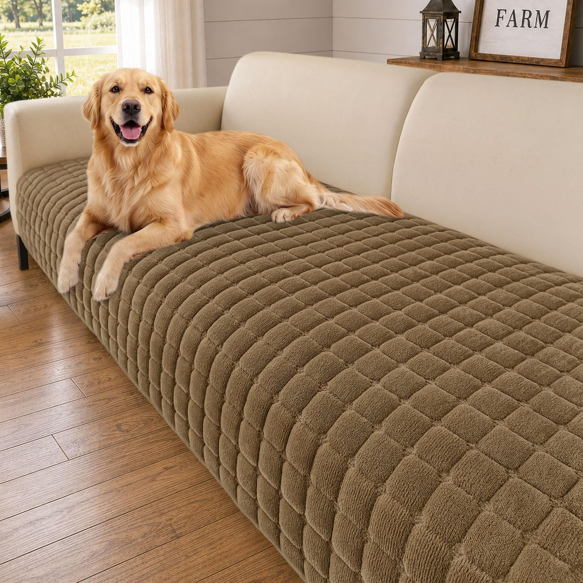 Smiry Velvet Couch Cover for Dogs, Non Slip Soft Sofa Protector for Pets