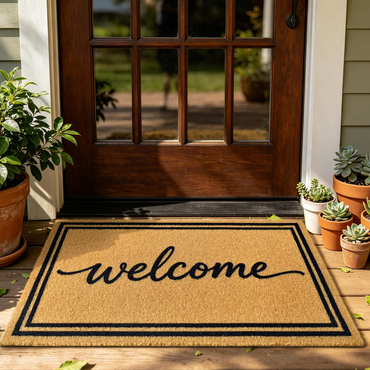 Floral Front Door Mat Outside Non-Slip Welcome Doormat, 17x29 in