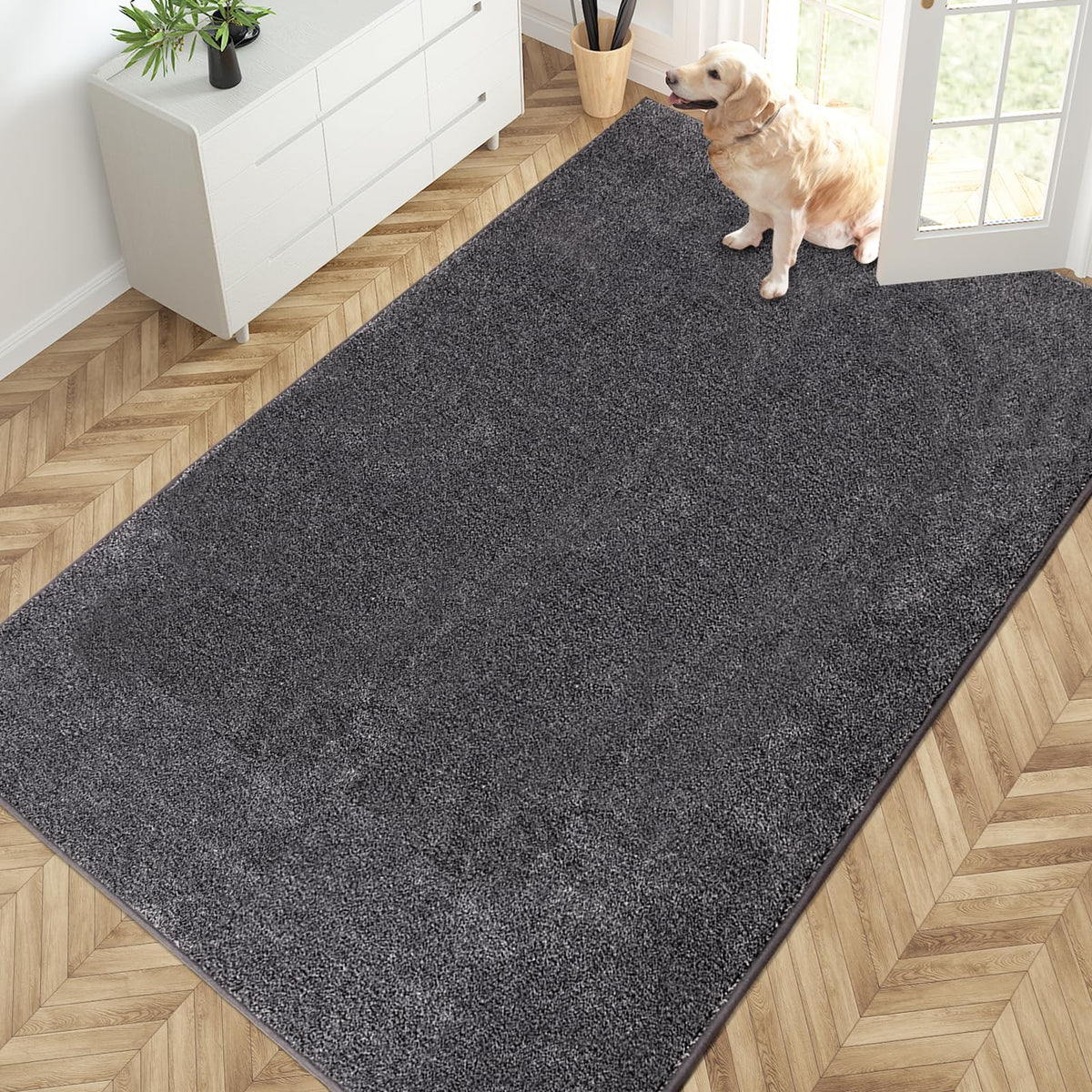 PURRUGS Dirt Trapping Indoor Door Mat, 24" x 35.5", Charcoal