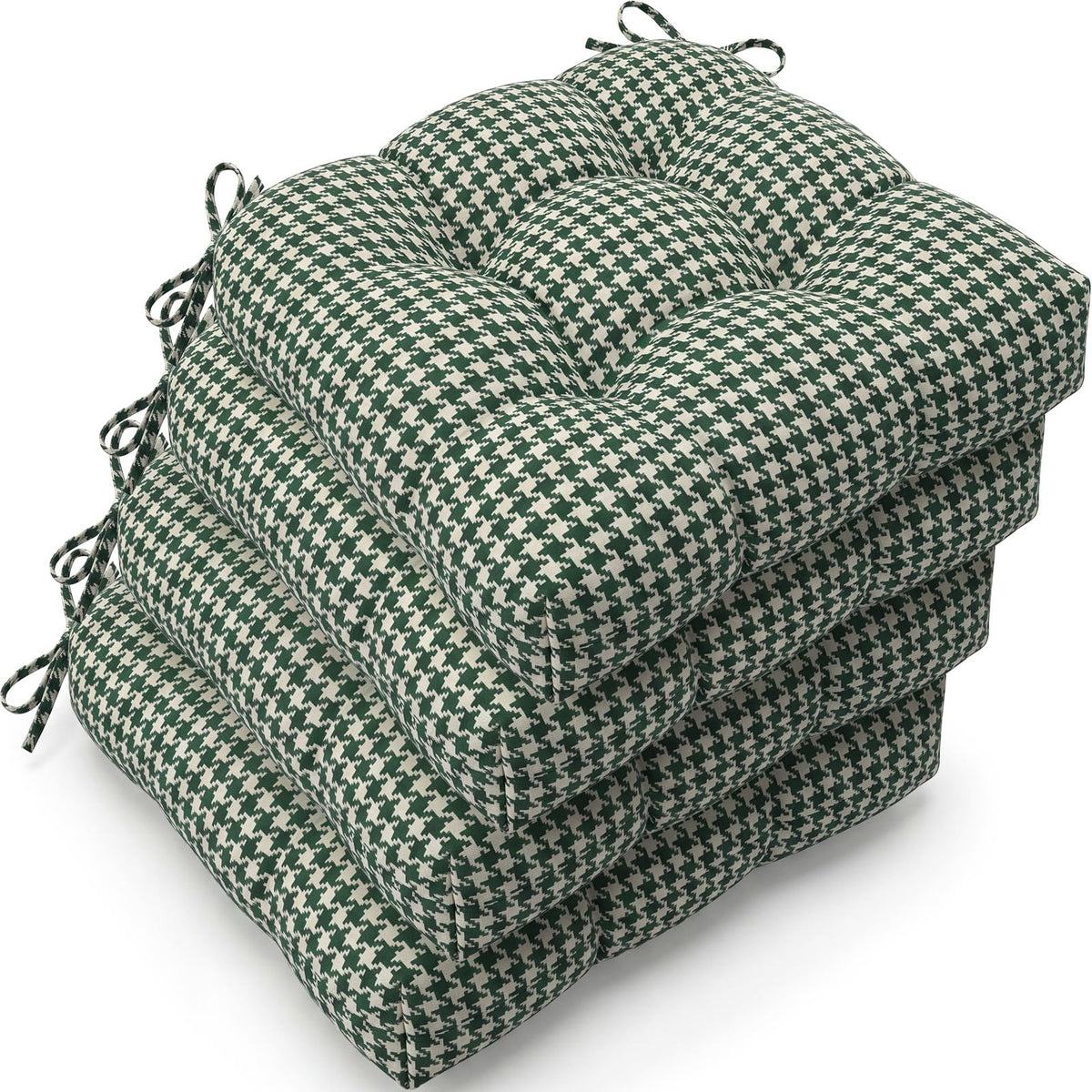 Geetery 4 Pack Chair Cushions, 16" x 15",Khaki and White,Plaid