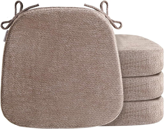 Chair Cushions for Dining Chairs, Washable Chair Pads, Brown, 4 Pack