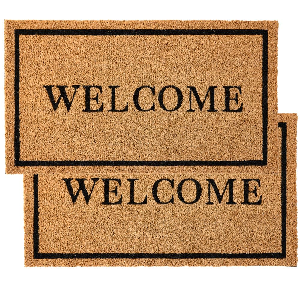 KANKUN Coco Coir Door Mat with Heavy Duty Backing, Welcome Doormat (17" x 30"), Doormat Entrance (Plain - 1Pack)
