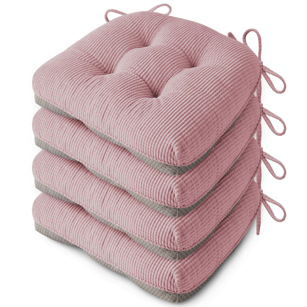 Anti Slip Kitchen Chair Cushions Set of 4 18"X16.5"X3" Beige