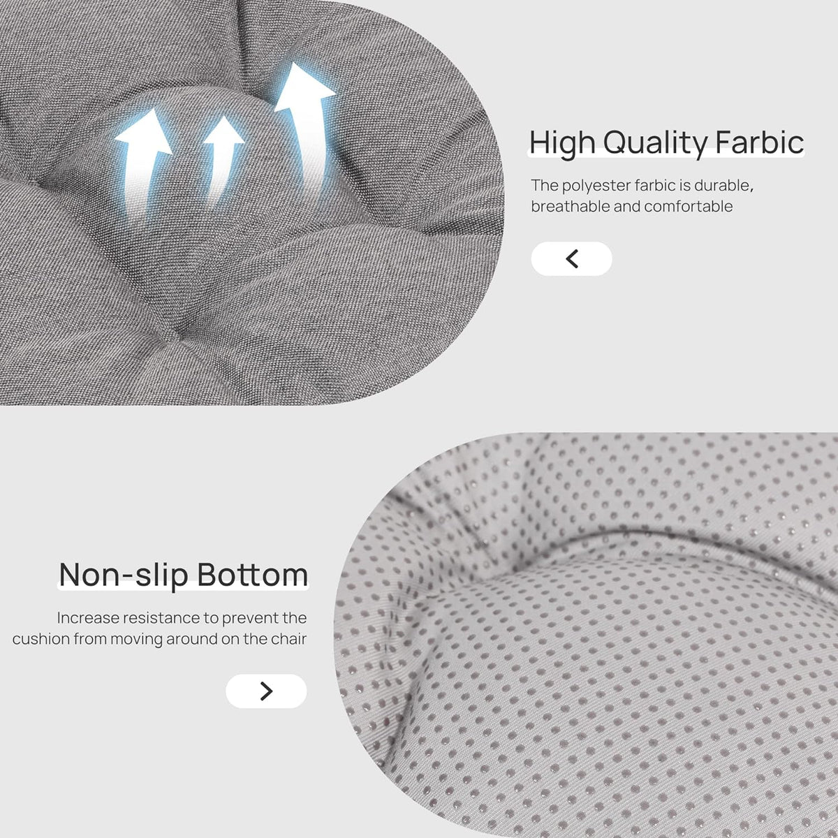 Love's cabin Memory Foam Chair Cushions Set of 4, 15.5 Inch, Grey
