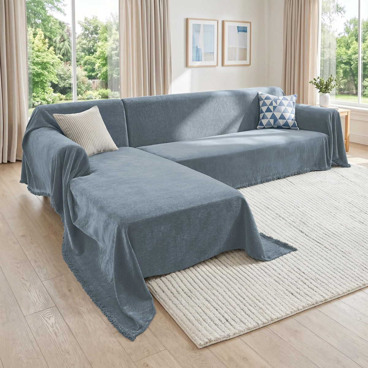 CAPALOCA Sectional Couch Covers for Sofa Washable L Shaped Couch Cover XL