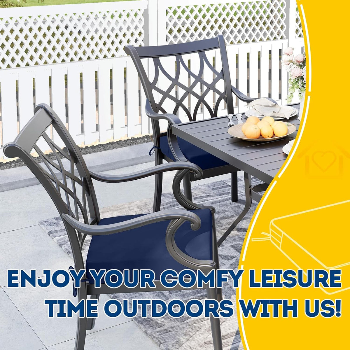 AAAAAcessories Outdoor Chair Cushions, 18 x 18 x 2 inches, Set of 2