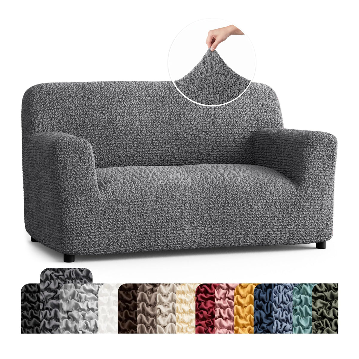 Premium Stretch Couch Covers for Sofa - Sofa Chair Cover Washable, Dogs & Pets Friendly - Elastic Polyester Loveseat Slipcovers - Non-Slip Love Seat Couch Covers - Soft Taupe (86"-120" Wide)