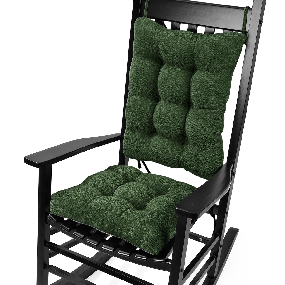 Rocking Chair Cushion for Elderly Sitting, Back Pillow & Seat Cushion with Ties, Luxury Chenille Fabric Non-Slip Chair Pad for Rocker, Champagne, 21.6x17x2/ 17x17x3